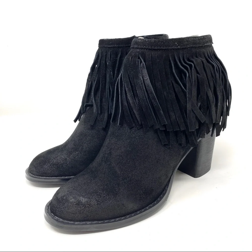 Azura Spring Step Bernat Black suede fringe boots